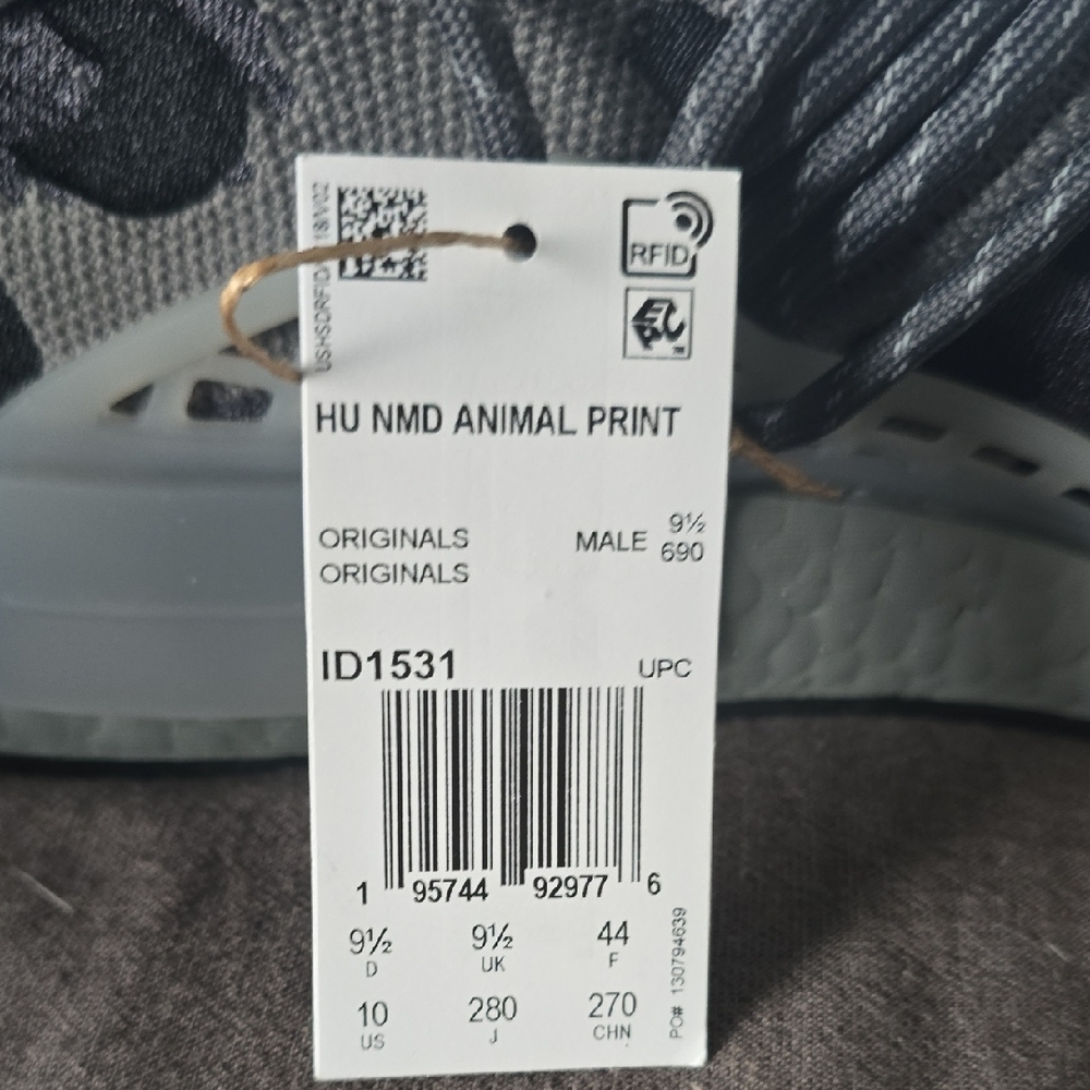 Adidas By Pharrell Williamsv Mens Gray and Black Patterned Sneakers - Picture 2 of 4